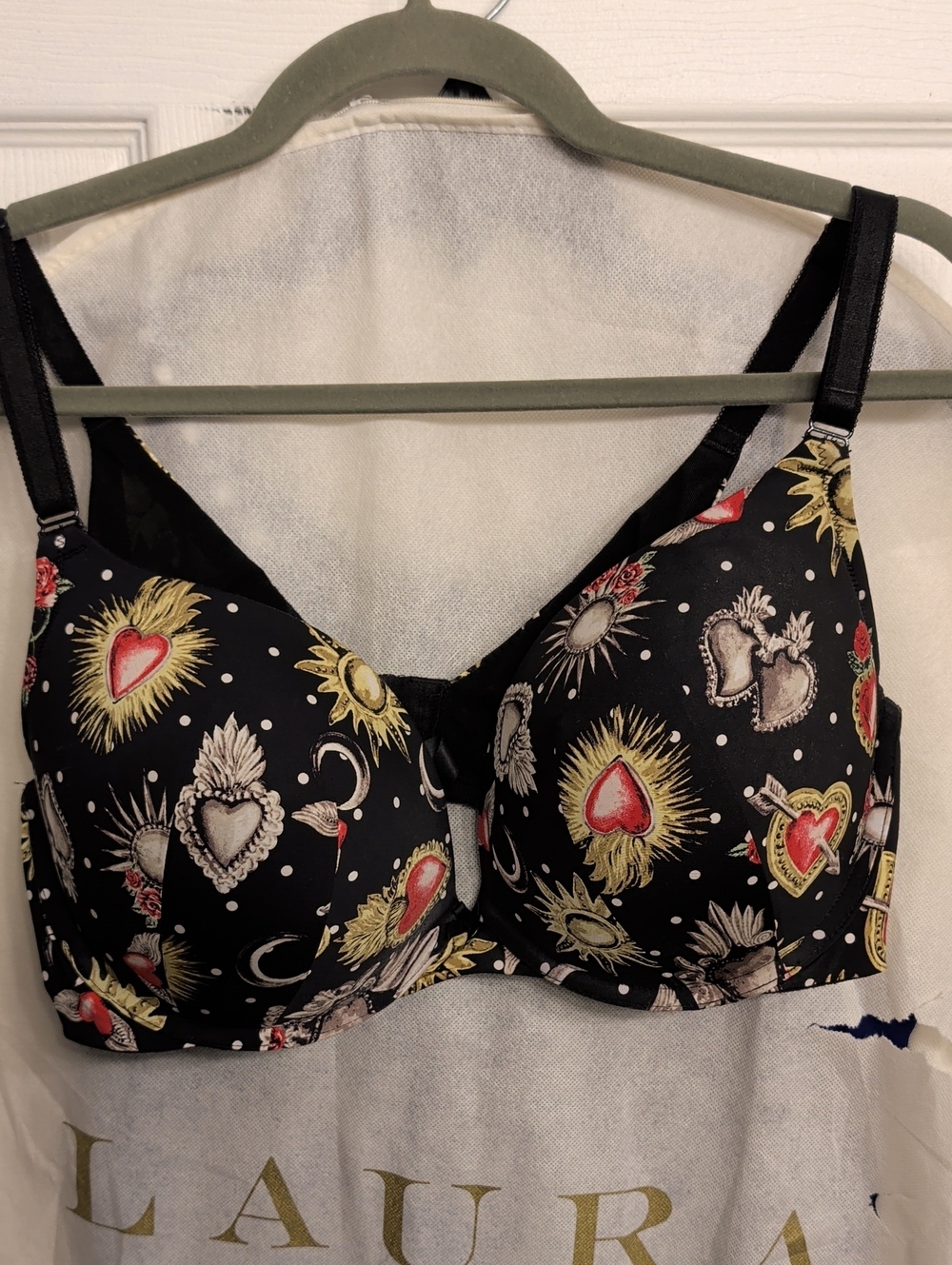 Torrid Black Heart Motif Underwire Bra 40DD
